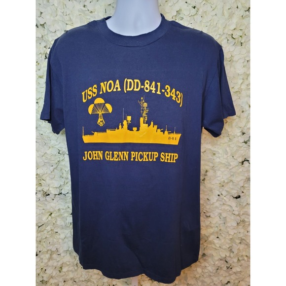 VTG USS‎ NOA DD-841-343 John Glenn Pickup Ship JERZEES T-shirt LG USA NASA Blue
